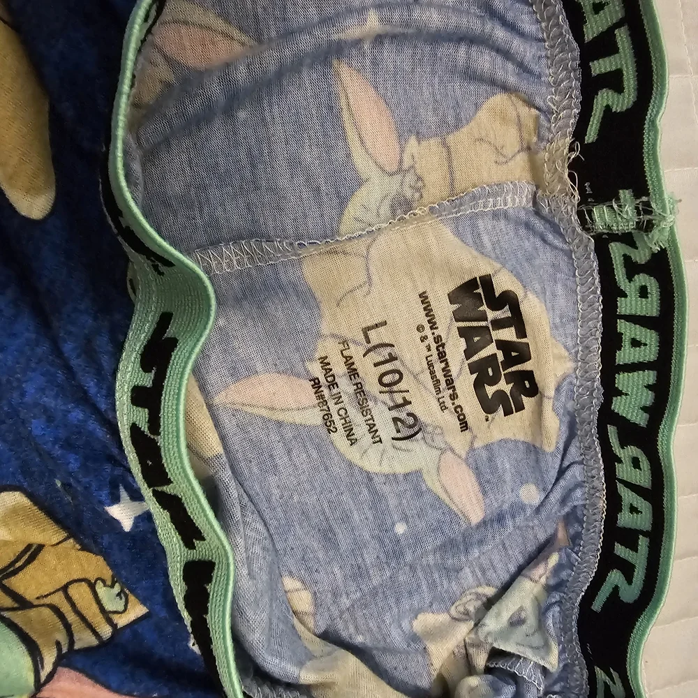 Star Wars Kids Blue Pajama Bottoms with Baby Yoda Design - Boys Size Large 10-12